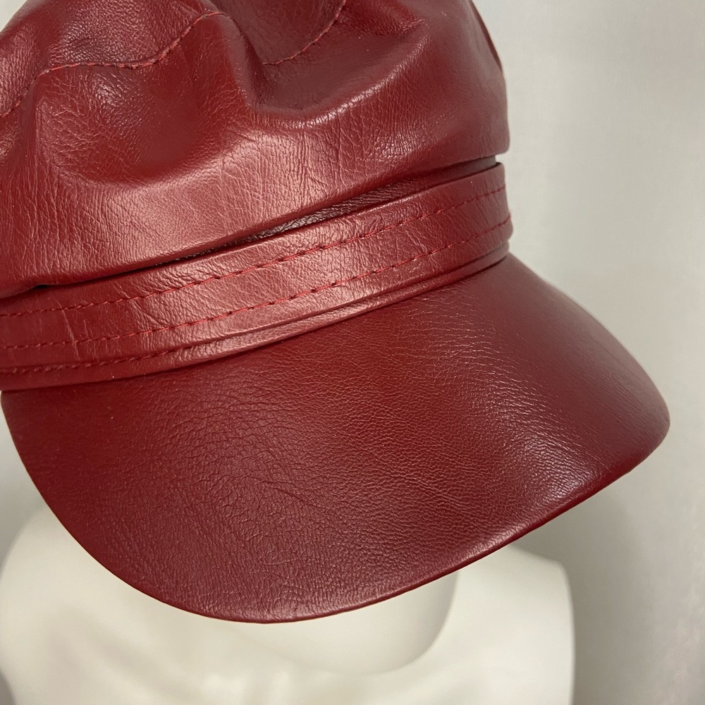 Stylish Red Leather Cap - Picture 7 of 7